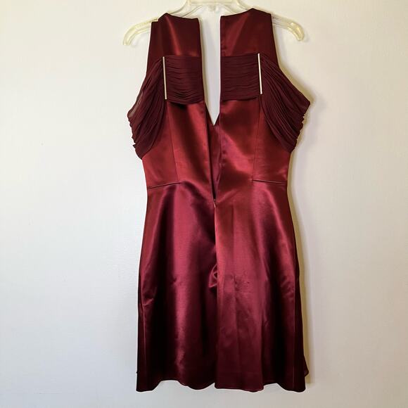 NWT Christopher Kane Runway Off Shoulder V-Neck Mini Dress Burgundy Sz 8 - Picture 3 of 8
